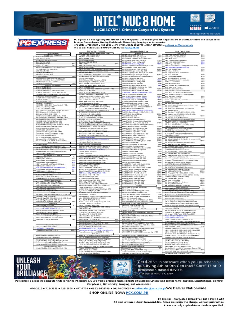 PC Express Price List 2020 | PDF | Personal Computers | Laptop