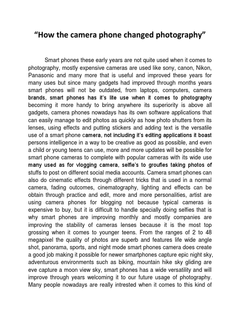 How The Camera Phone Changed Photography PDF Camera Smartphone