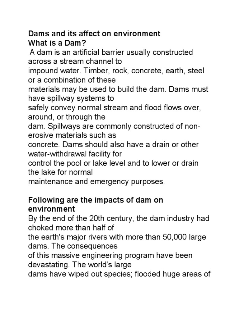 Environmental Impact of Dams Explained | PDF | Dam | Reservoir