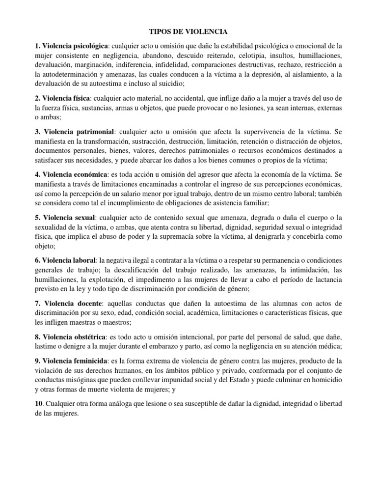 Tipos de Violencia y sus Características | PDF | La violencia contra ...