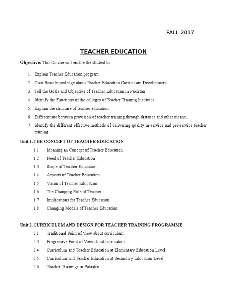 Teacher Education Structure in Pakistan | PDF | Teacher Education ...