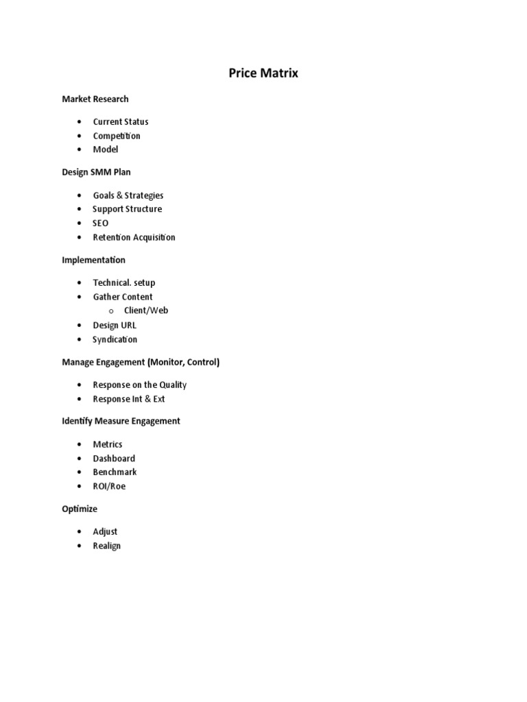 Price Matrix Template Overview | PDF