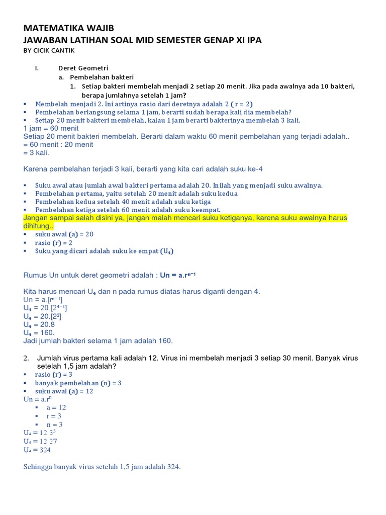 Jawaban Matematika Wajib