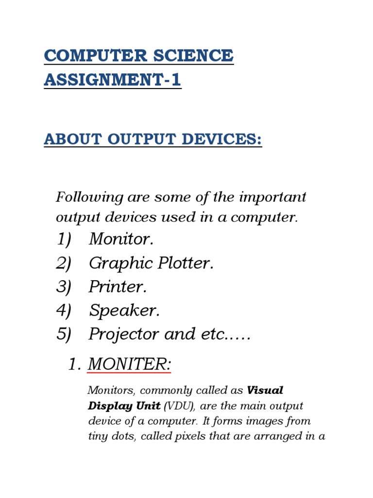 Computer Input And Out Put Devices Pdf Printer Computing