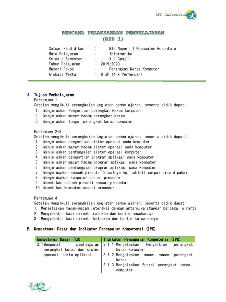 Rpp 3 1 Mengenal Perangkat Keras So