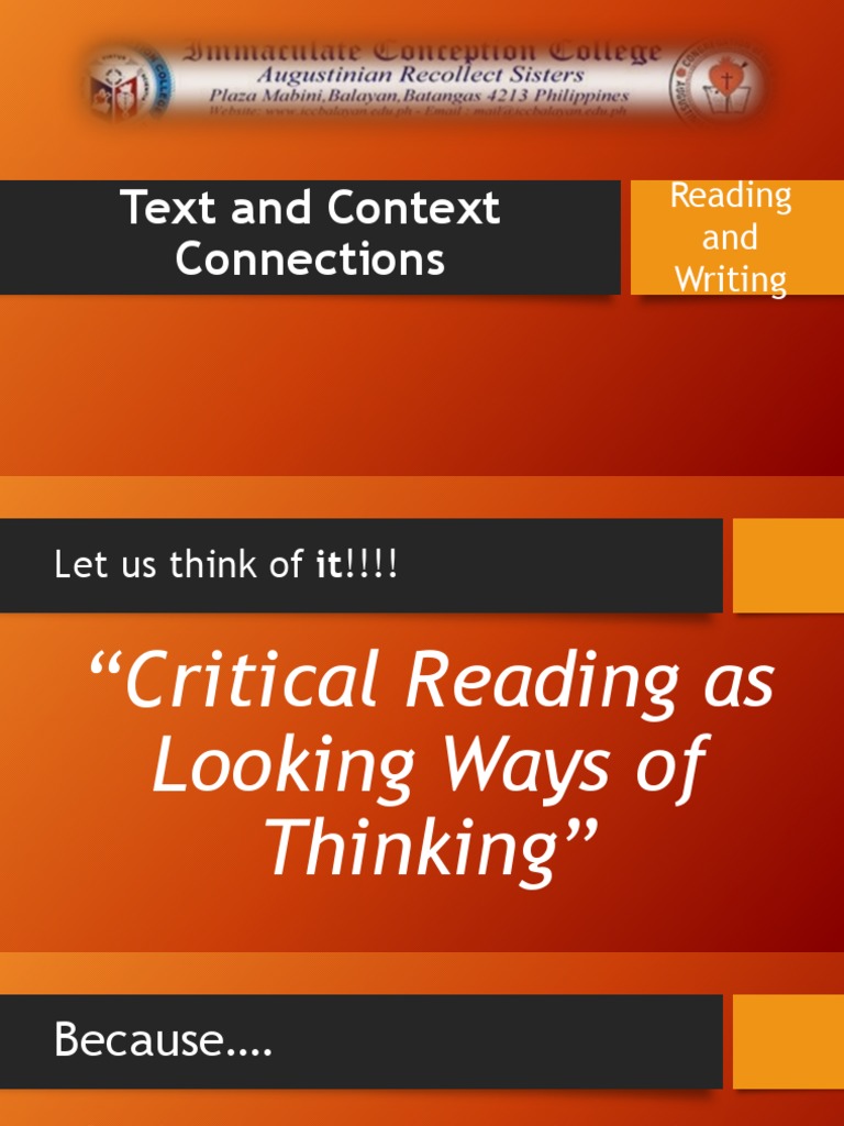 Text and Context Connections PDF Résumé Proposition