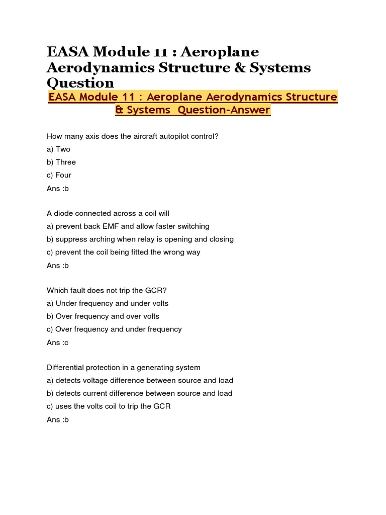 EASA Module 11: Aerodynamics Q&A | PDF