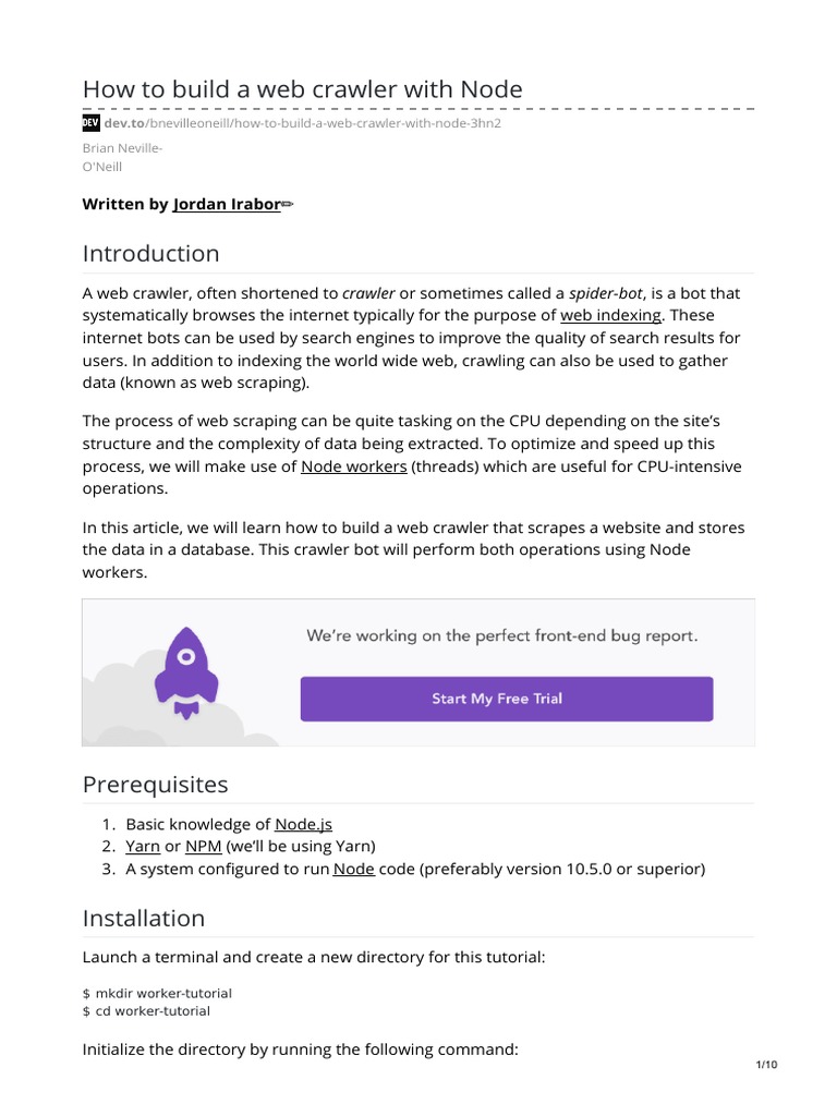 How To Build A  Crawler With Node PDF