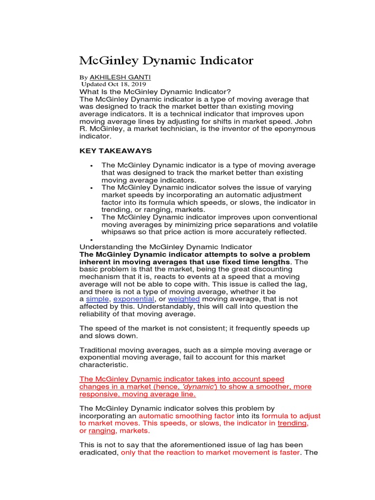 McGinley Dynamic Indicator | PDF