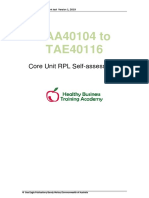 TAE40116 Self-Assessment From TAA40104