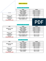 Game Schedule