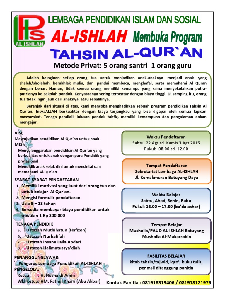 Program Pendidikan Tahsin Al-Qur'an Anak | PDF