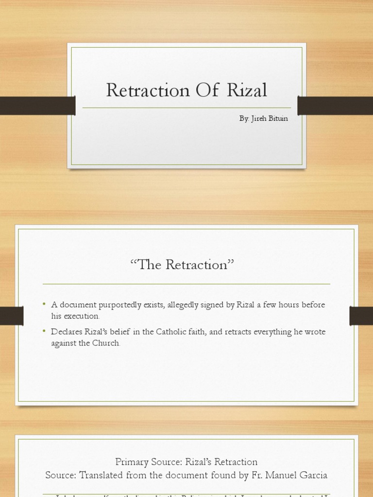 Rizal's Retraction Document Analysis | PDF