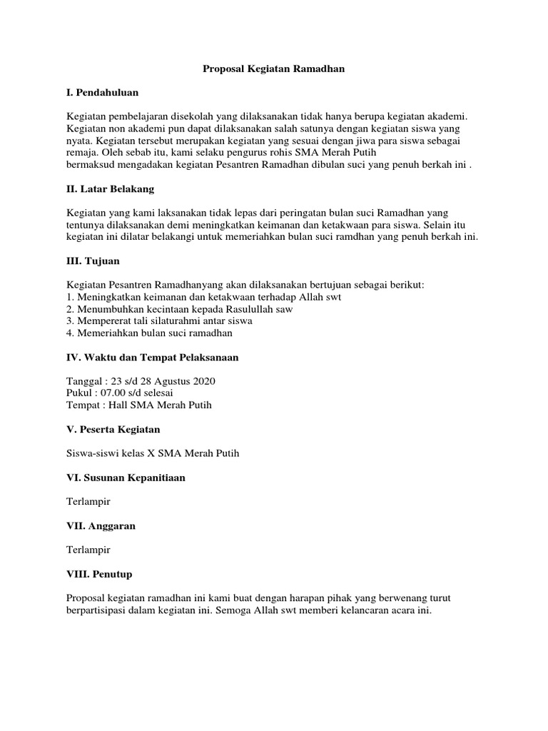 Proposal Kegiatan Ramadhan Pdf