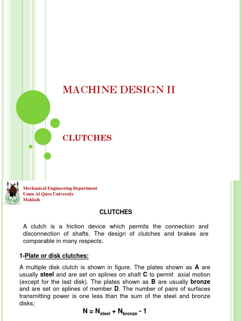 Machine Design II Clutches Design PDF