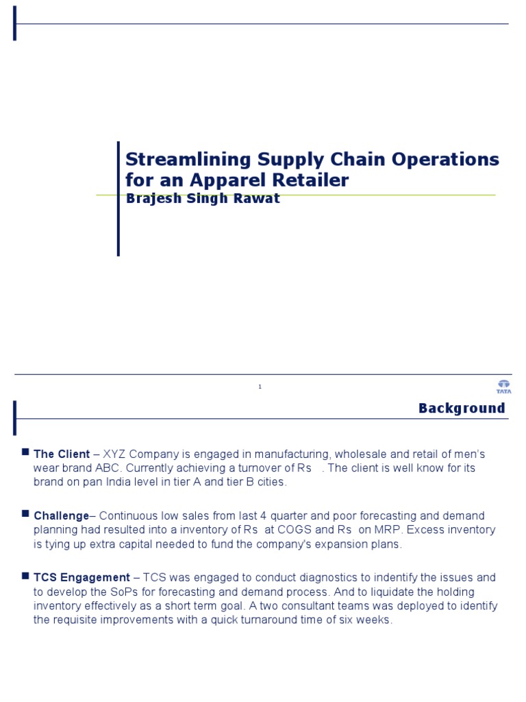 Streamlining Supply Chain Operations For An Apparel Retailer | PDF ...