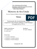 Financement Des Investissements Etude Comparative Entre Banque Publique PDF