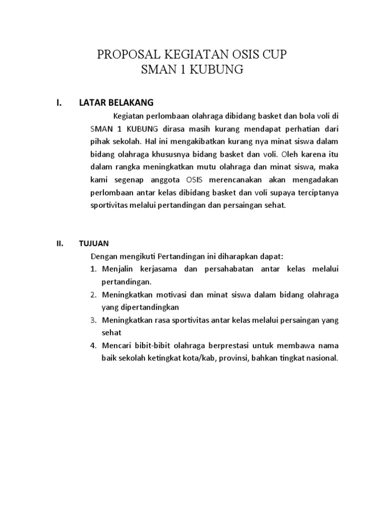 Proposal Kegiatan Osis Cup