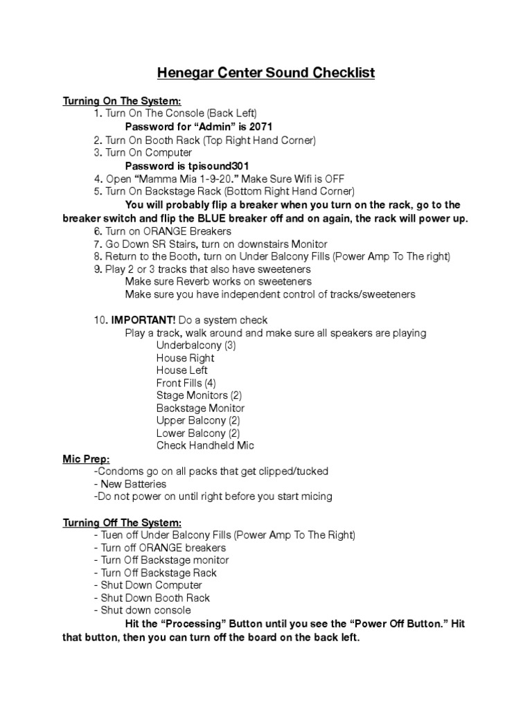 Henegar Sound Checklist | PDF