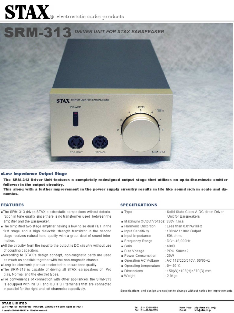 Stax SRM-313 | PDF