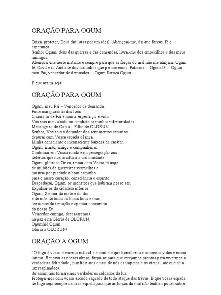 Oração para Ogum | PDF | Oração | Deus