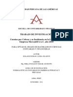 Cuentas Por Cobrar y Su Incidencia en La Liquidez de La Empresa Mercantil S.A.C. Año 2018