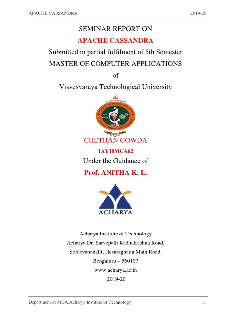 Seminar Report on Apache Cassandra | PDF