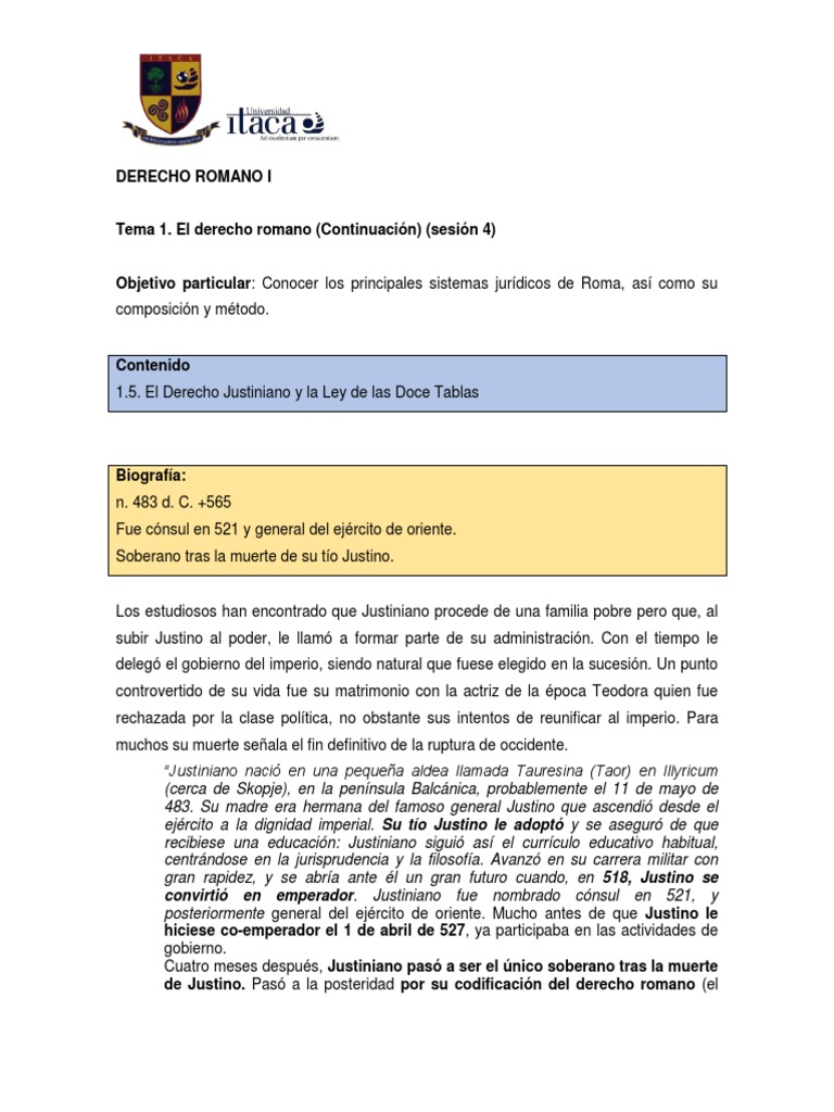 Sesion 4 Derecho Romano I Pdf Justiniano I Europa Antigua