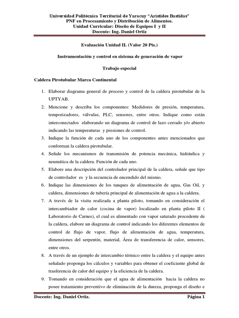 Instrumentación en Calderas Pirotubulares | PDF | Caldera | Calor