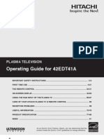 Operating Guide For 42EDT41A: Plasma Television
