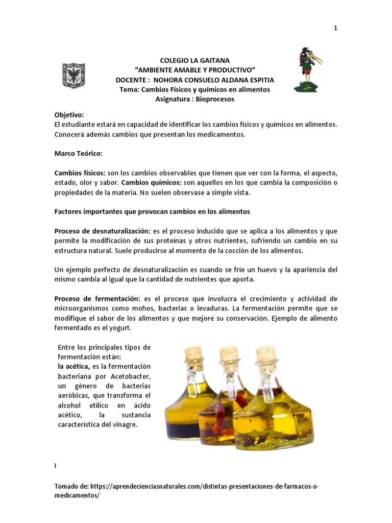 Cambios Físicos y Químicos en Alimentos | PDF | Descomposición ...