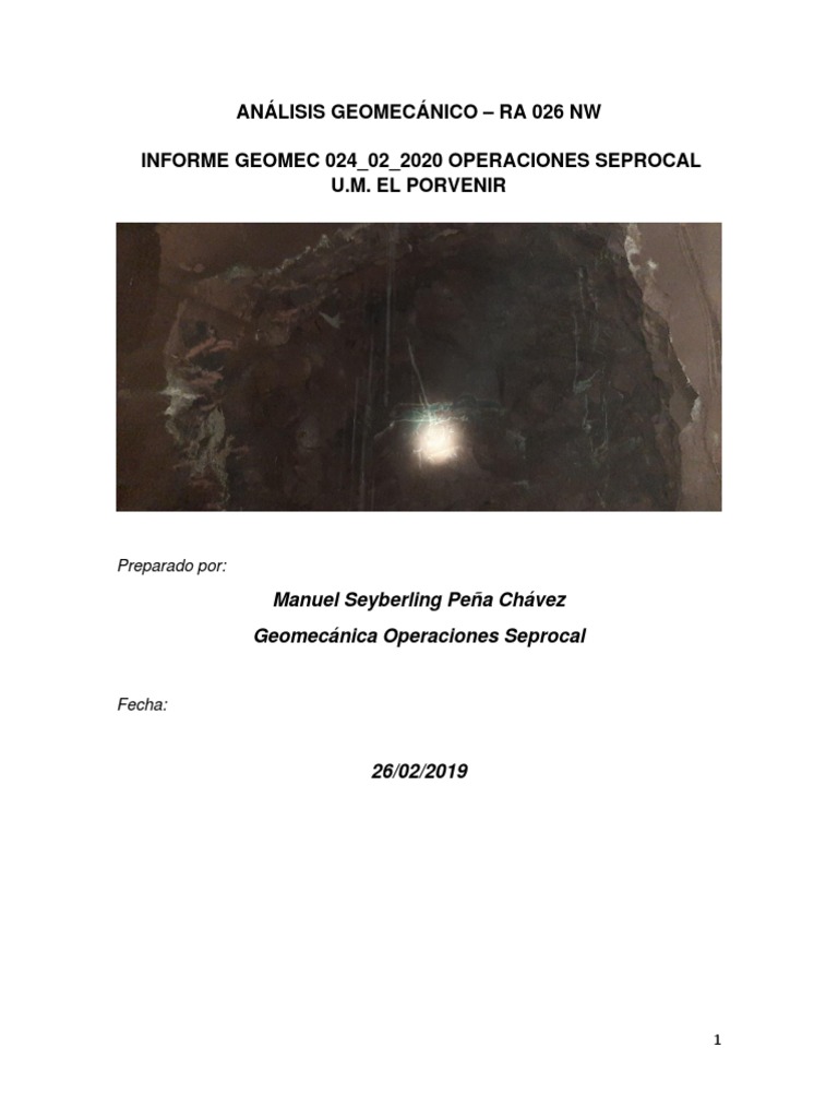 Informe Geomec 024 - 02 - 2020 Don Ernesto Ra 026 NW - 80 PDF | PDF ...