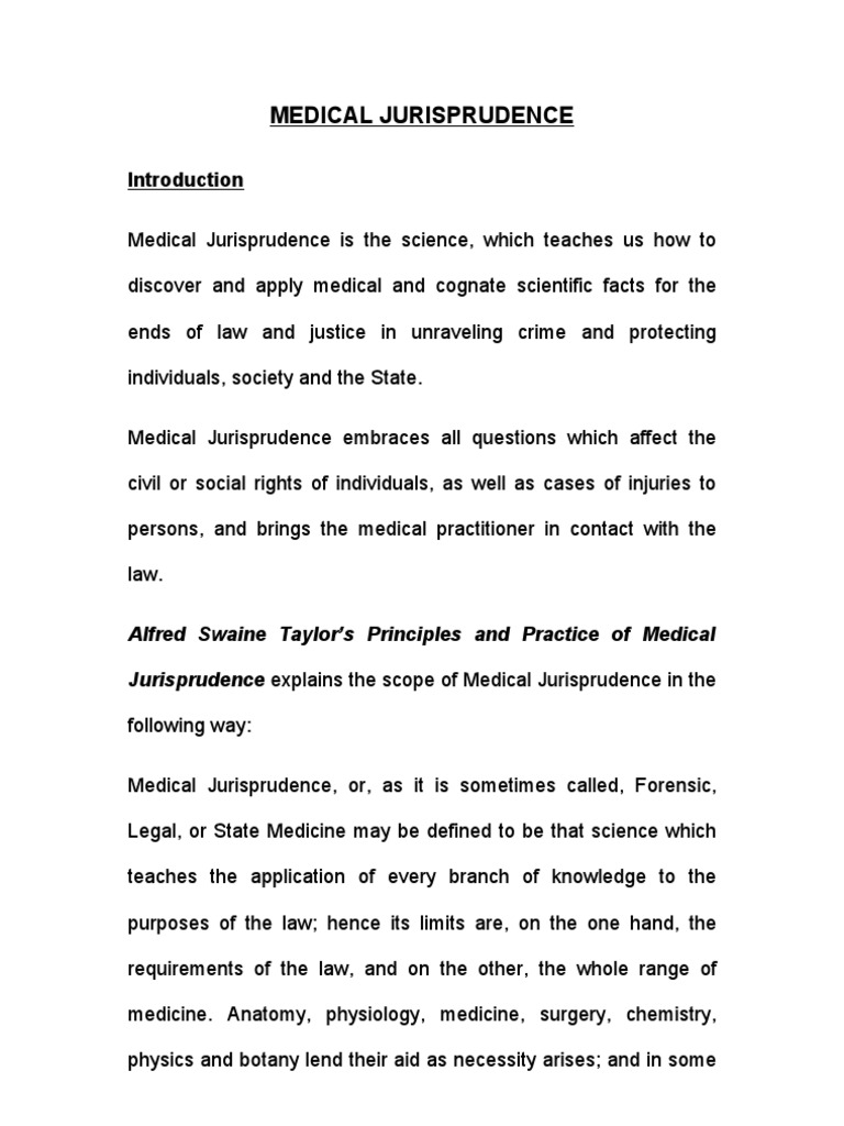 Medical Jurisprudence Is The Science PDF Medical Ethics Medicine