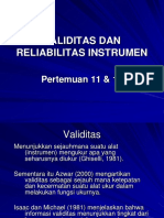 Pertemuan 11 12 Validasi Dan Reliabilitas Instrumen