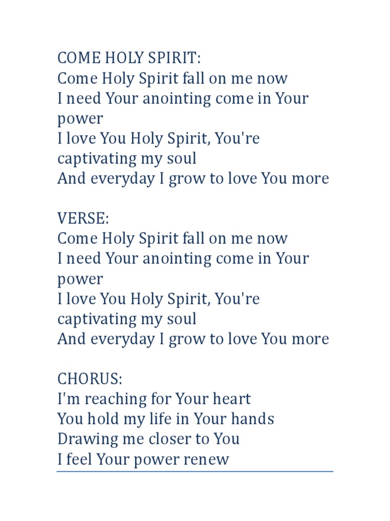 Come Holy Spirit Pdf Soul Religious Behaviour And Experience