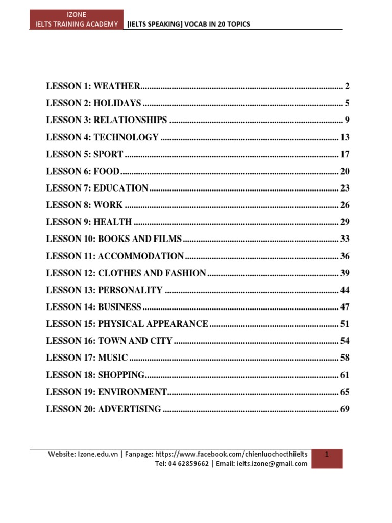 IELTS Speaking Vocabulary Guide | PDF | Schools | Internet