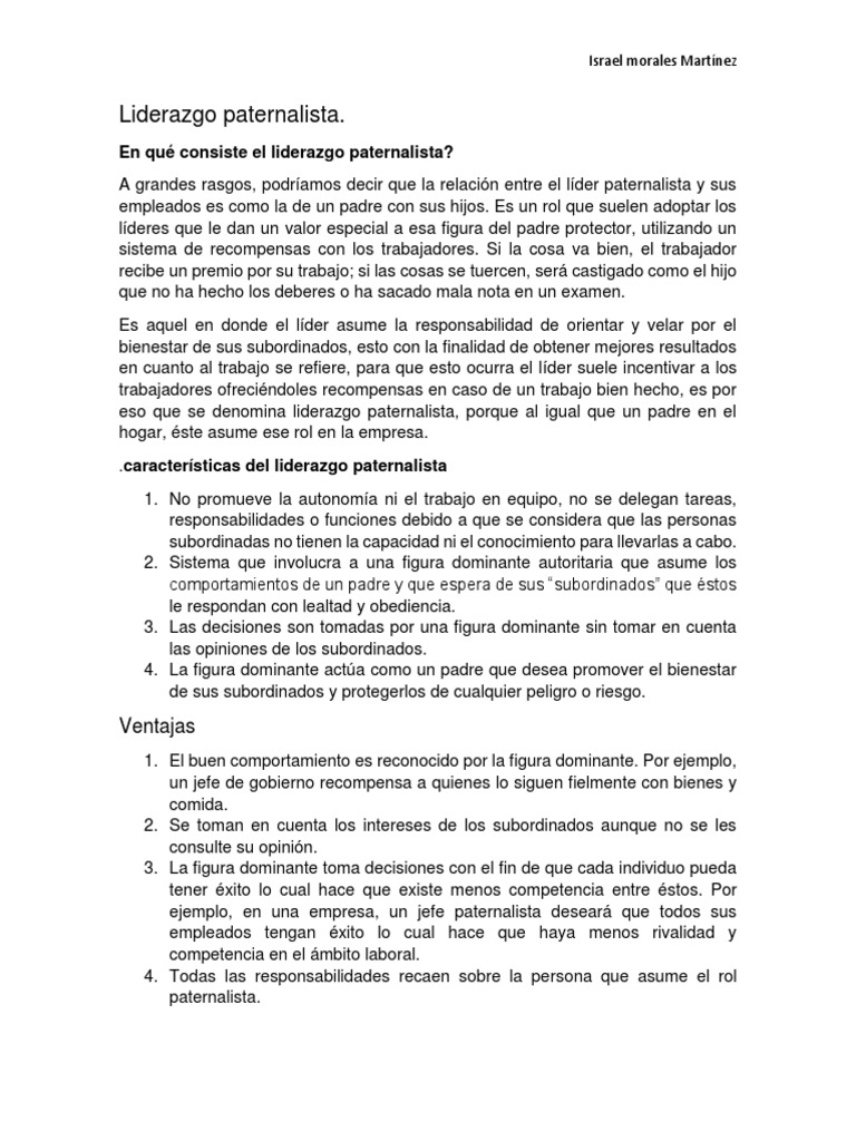 Liderazgo Paternalista. | PDF | Liderazgo | Gobierno