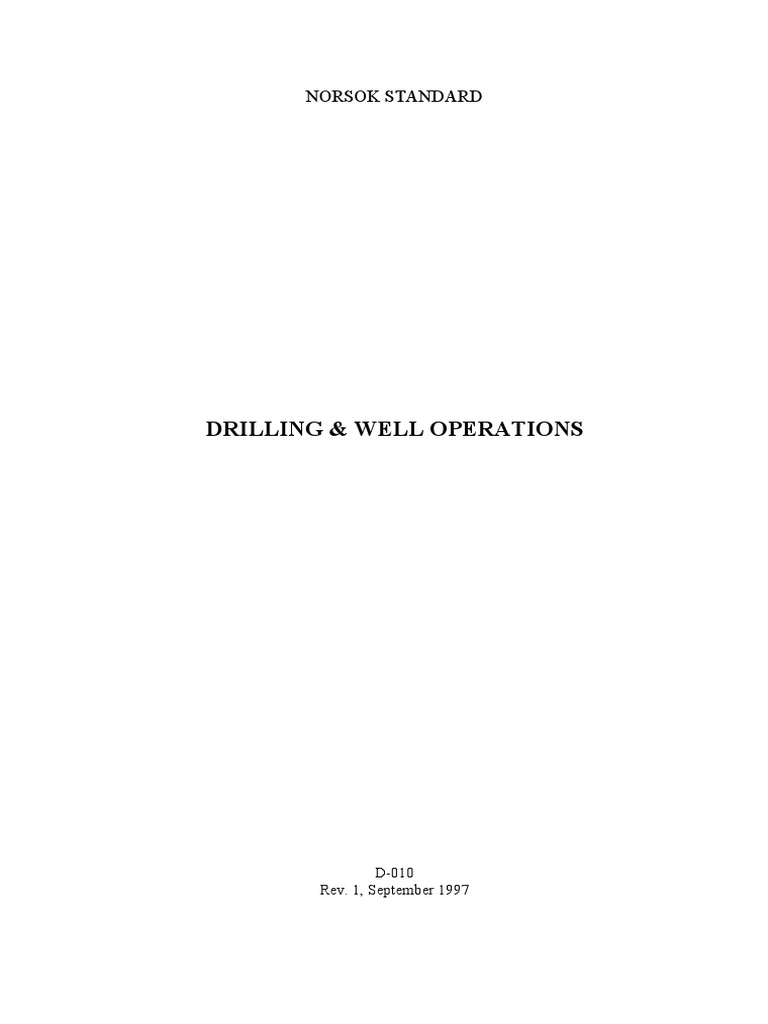 NORSOK D-010: Drilling & Well Operations | PDF | Casing (Borehole ...