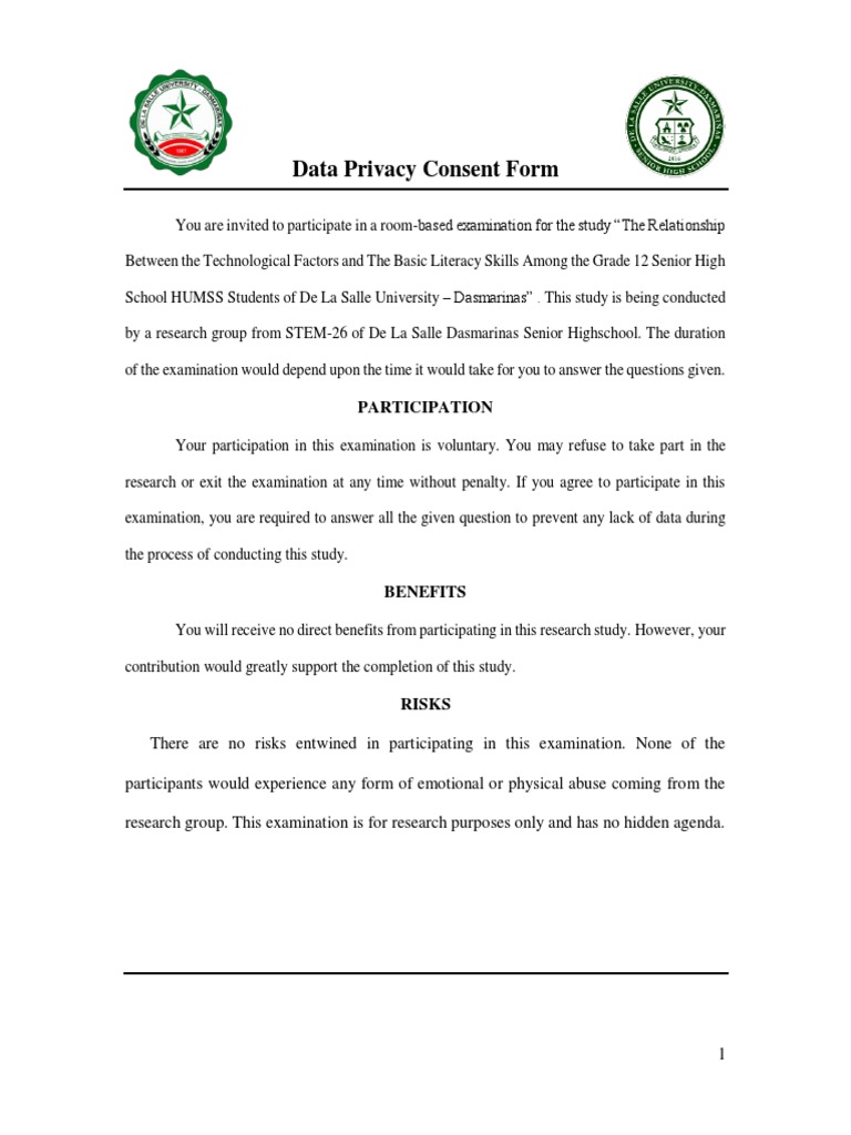 Data Privacy Consent Form for Research | PDF | Learning | Science