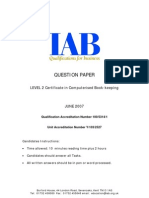 Level 2 Certificate in Computer Is Ed Book-Keeping Question Paper June 07