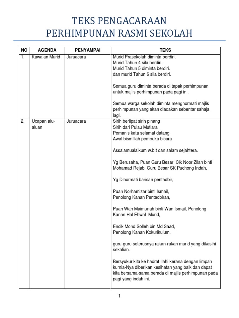 Teks Perhimpunan Rasmi | PDF