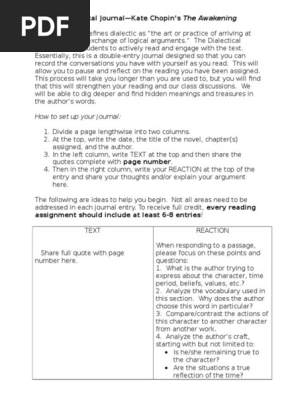 Awakening Dialectical Journal