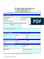 EHS 700 - Health & Safety Incident Report Form: For Incidents Involving A Xerox Product