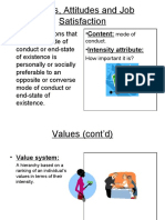 Values, Attitudes and Job Satisfaction: Mode of Conduct. How Important It Is?