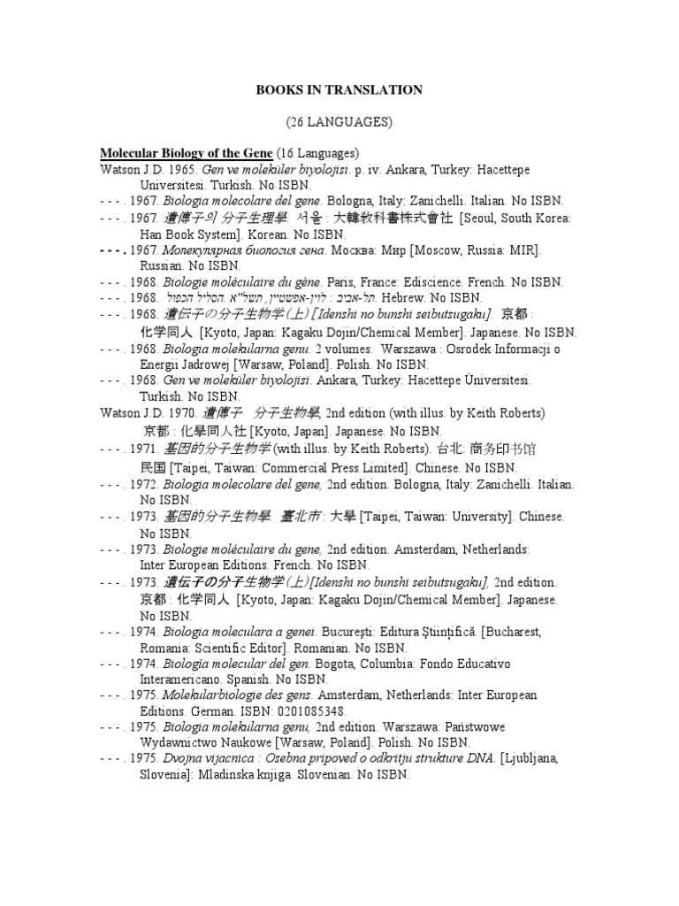 Molecular Biology Translations Overview | PDF | Biotechnology ...