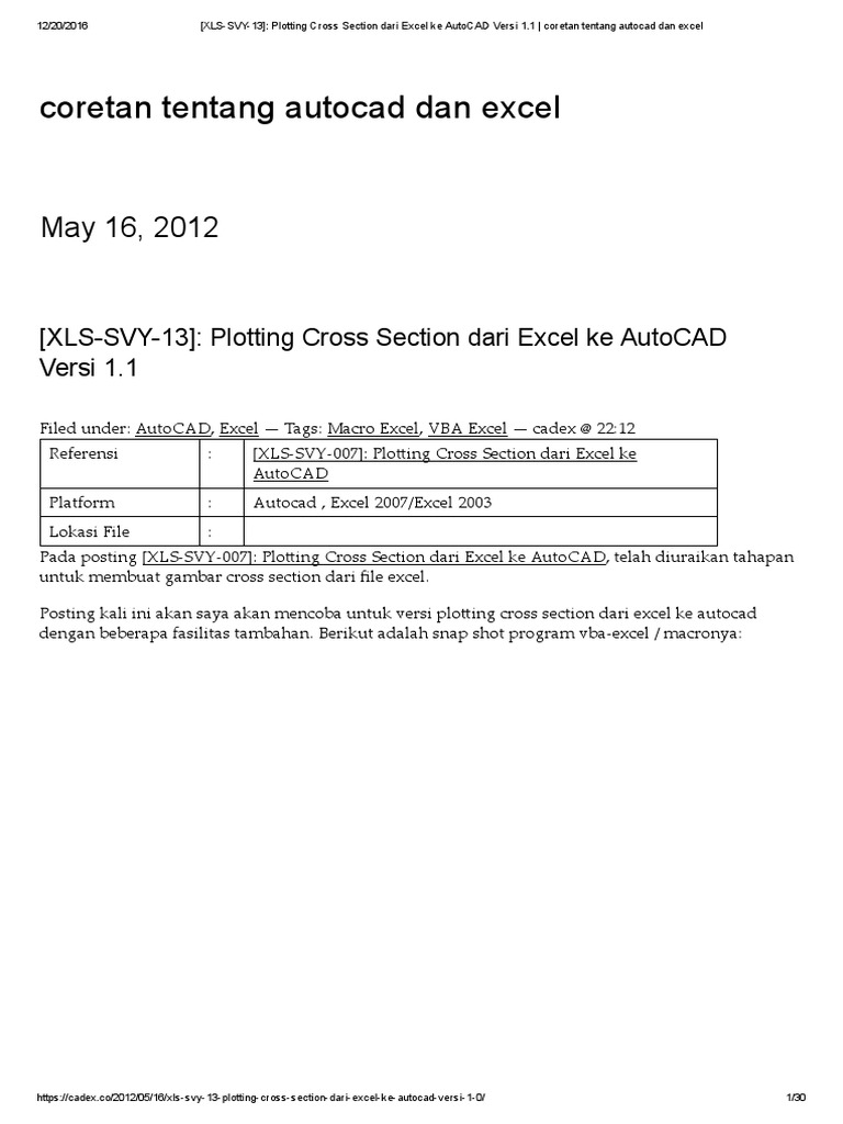 Panduan Plotting dari Excel ke AutoCAD | PDF