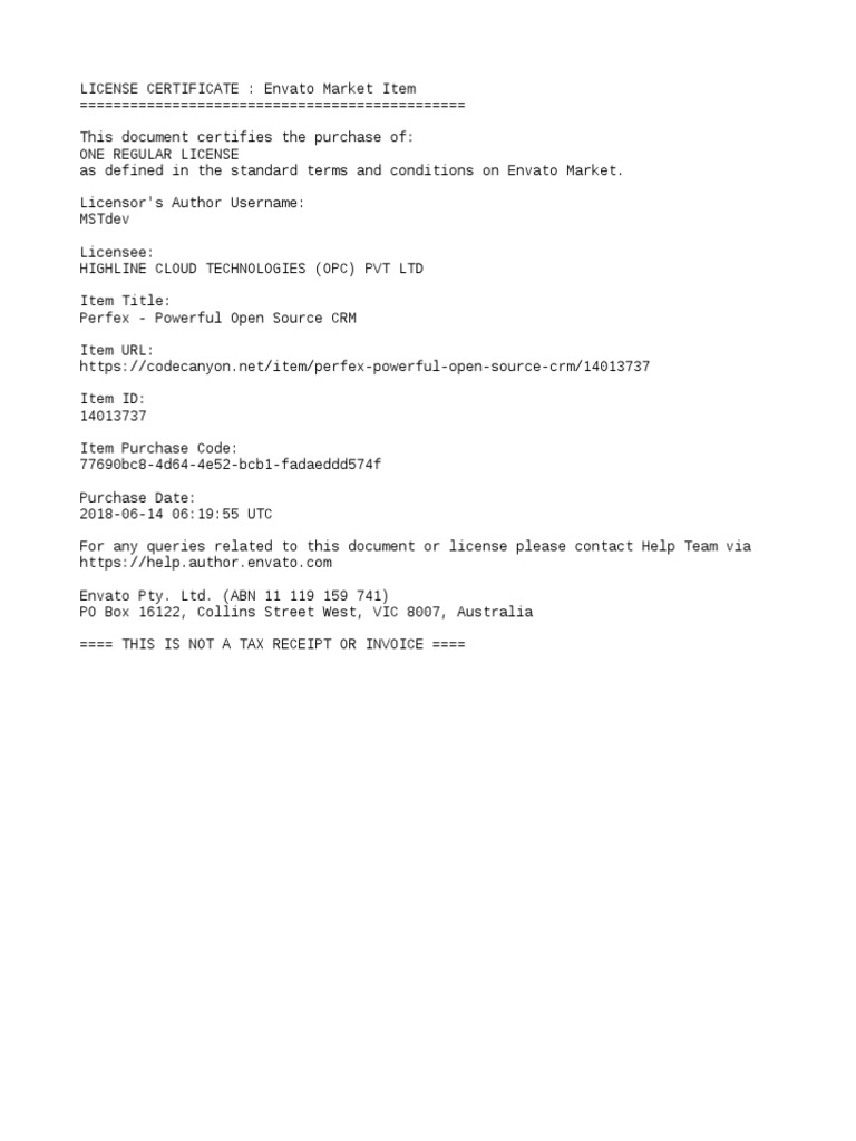 Perfex Powerful Open Source CRM License | PDF