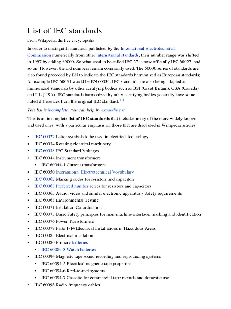 List of Iec Standards PDF | PDF | Home Appliance | Electromagnetic ...