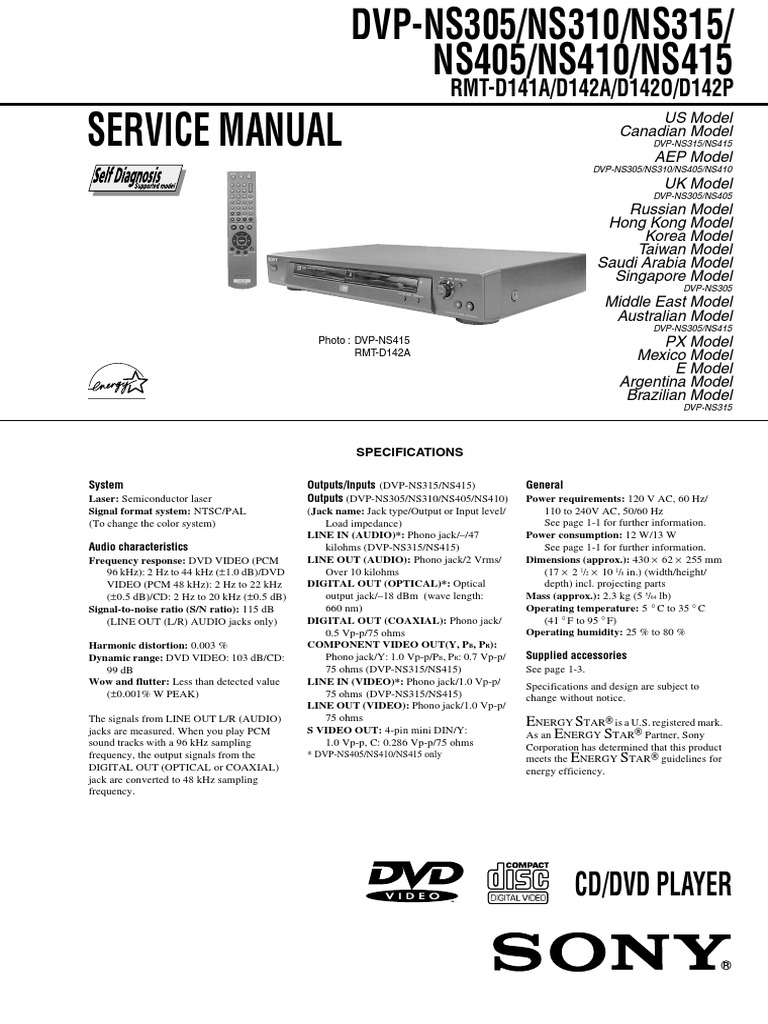DVP NS305 - NS310 NS315 | PDF | Compact Disc | Dvd