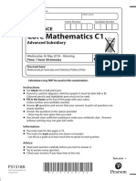 Questionpaper UnitC1 6663 June2018 A Level Edexcel Maths